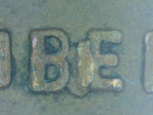 1926 wheat penny BIE die-crack error showing raised vertical line between B and E in LIBERTY